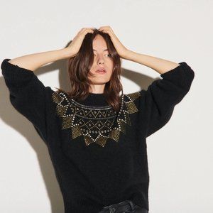 Sandro Bart Studded Fair Isle Sweater